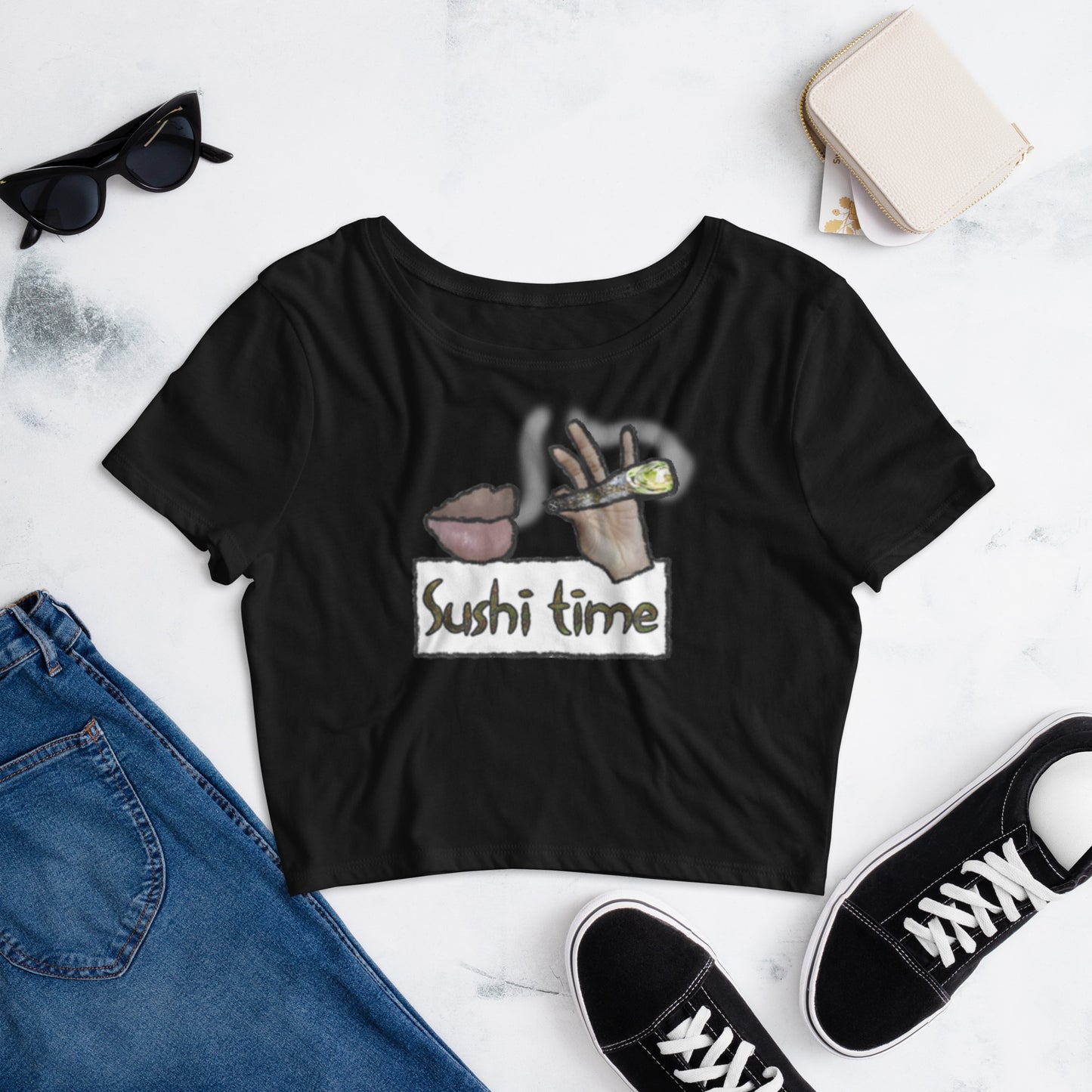 Sushi Time Women’s Graphic Crop Tee